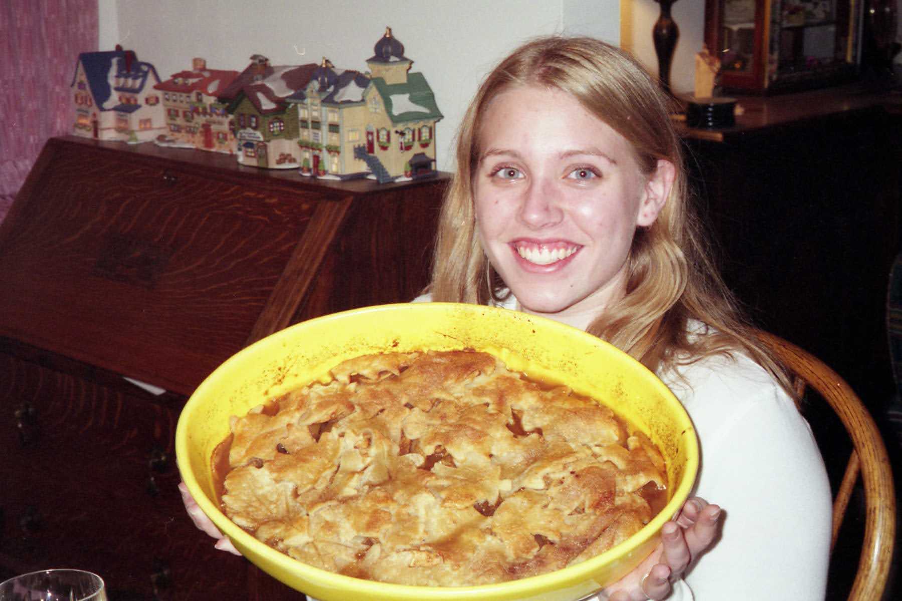 Caitlin with a pie.